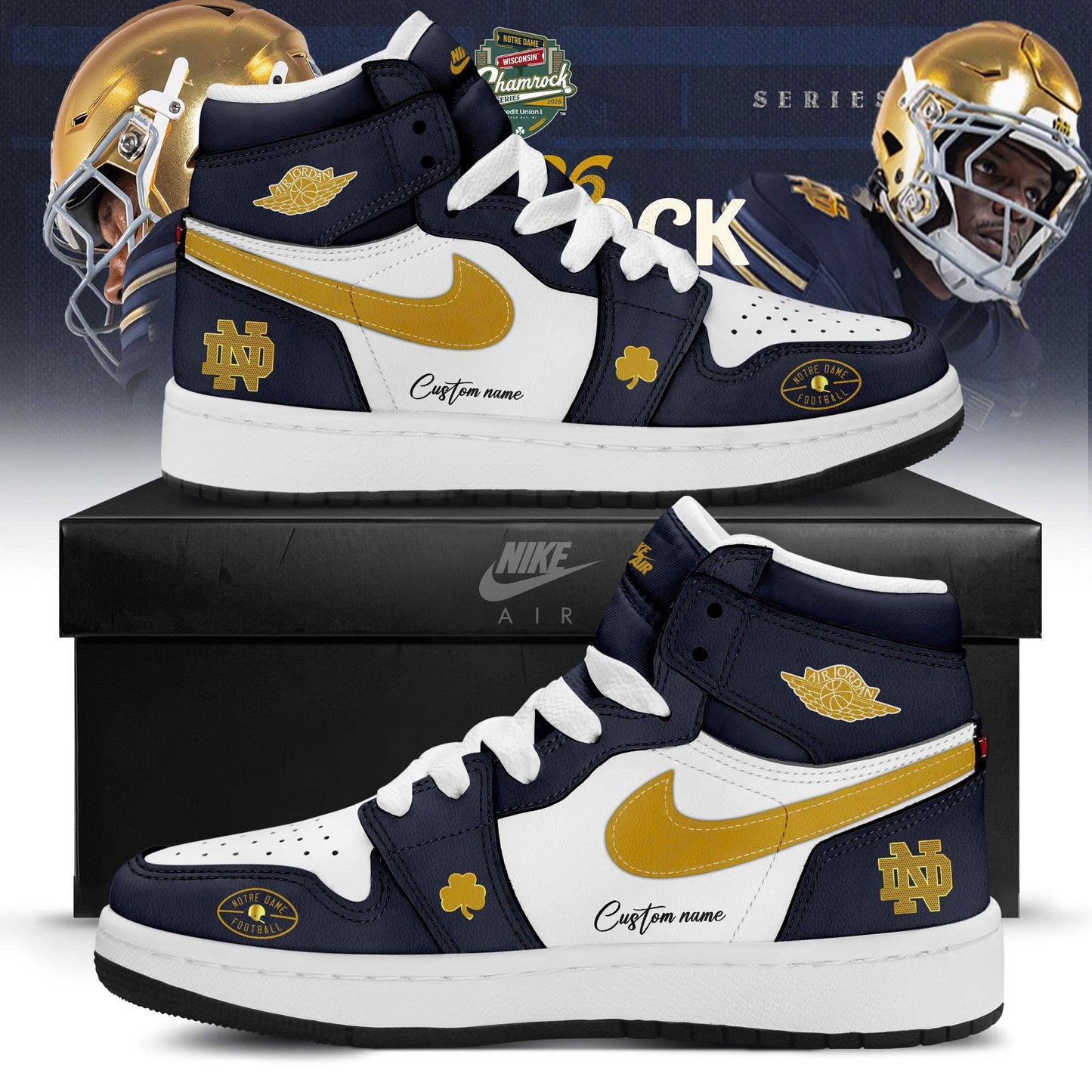 _ ND Football 2026 Shamrock Series Limited Edition AJ1 Sneakers