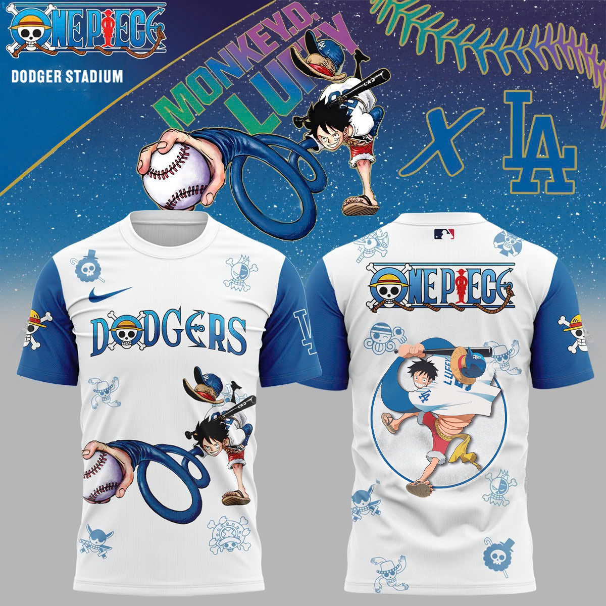 ,Los Angeles Dodgers & ONE PIECE Night shirt