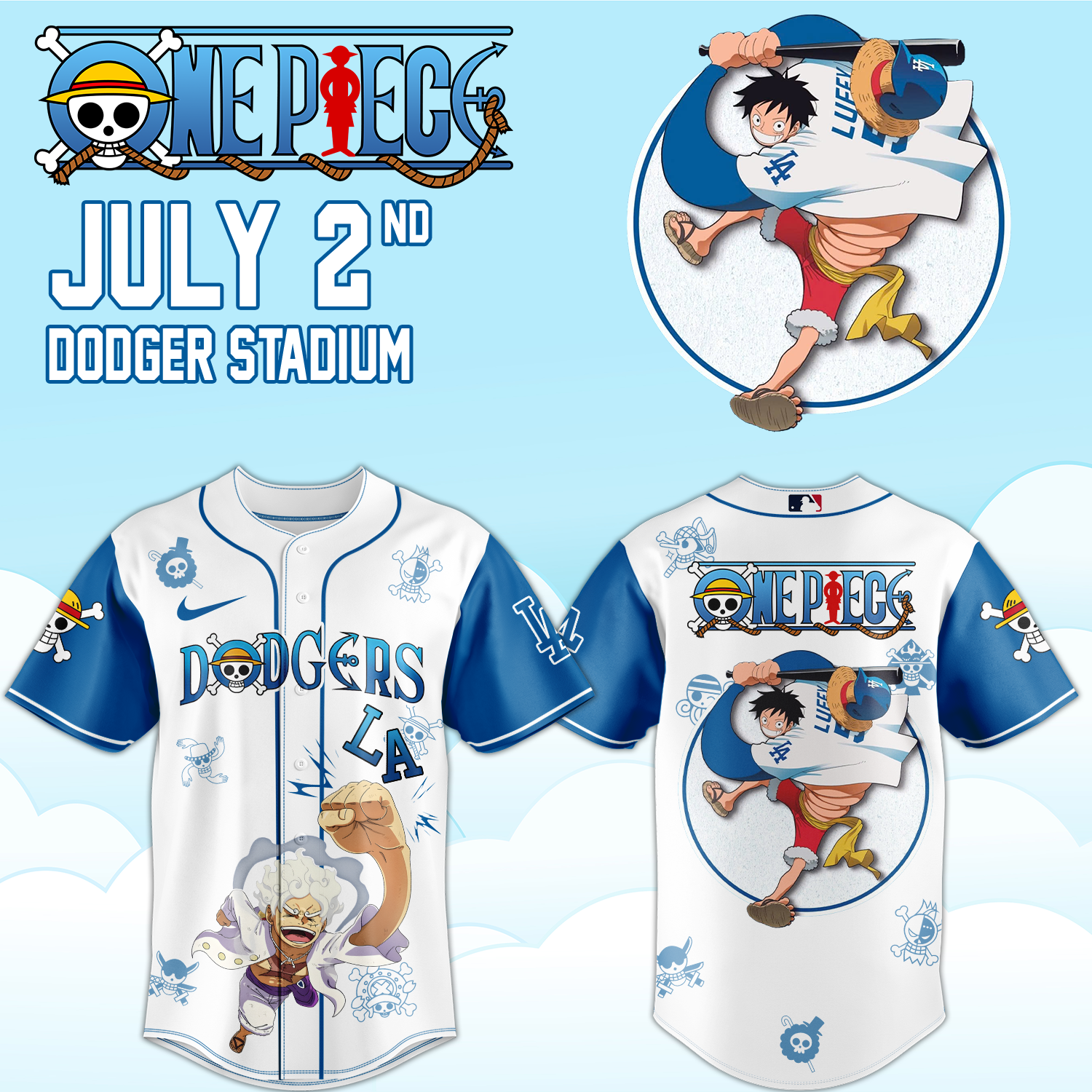 ,.ONE PIECE Night with the Los Angeles Dogger 2026 Jersey 5