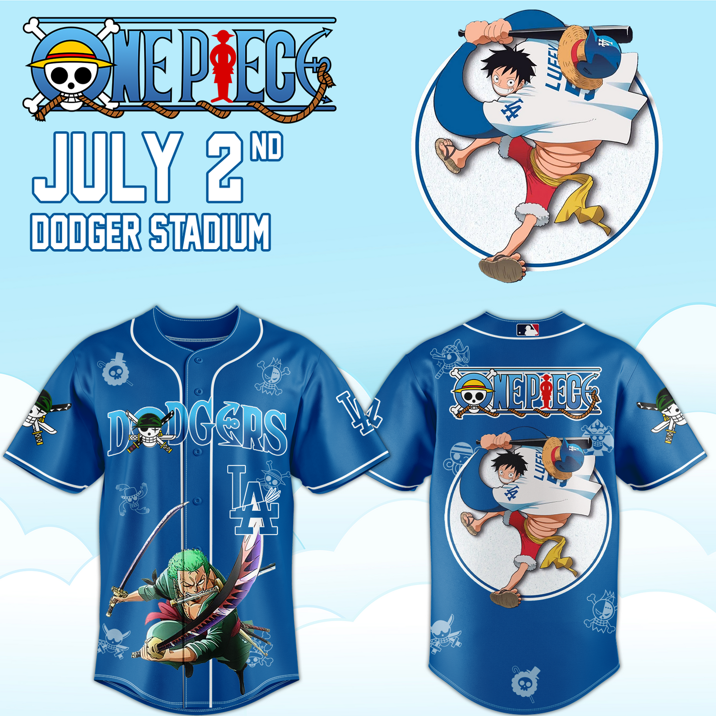 ,.ONE PIECE Night with the Los Angeles Dogger 2026 Jersey 4