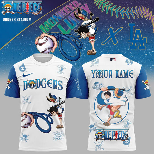 ,Los Angeles Dodgers & ONE PIECE Night shirt (Custom Name)
