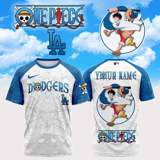,Los Angeles Dodgers & ONE PIECE Night shirt (Custom Name)