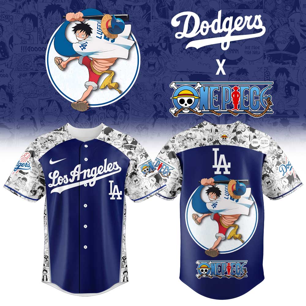 . LA Dodgers Straw Hats ONE PIECE Night Limited Jersey Blue