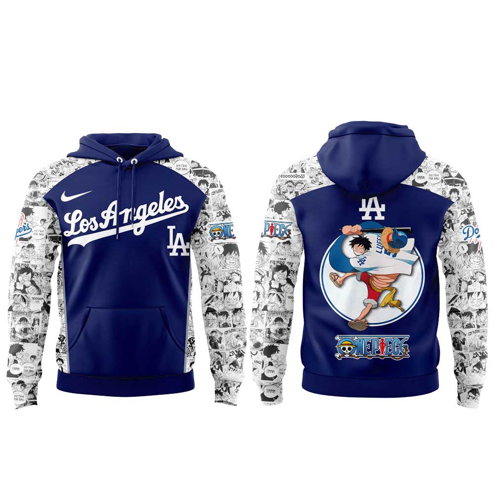 . LA Dodgers Straw Hats ONE PIECE Night Limited Hoodie Blue