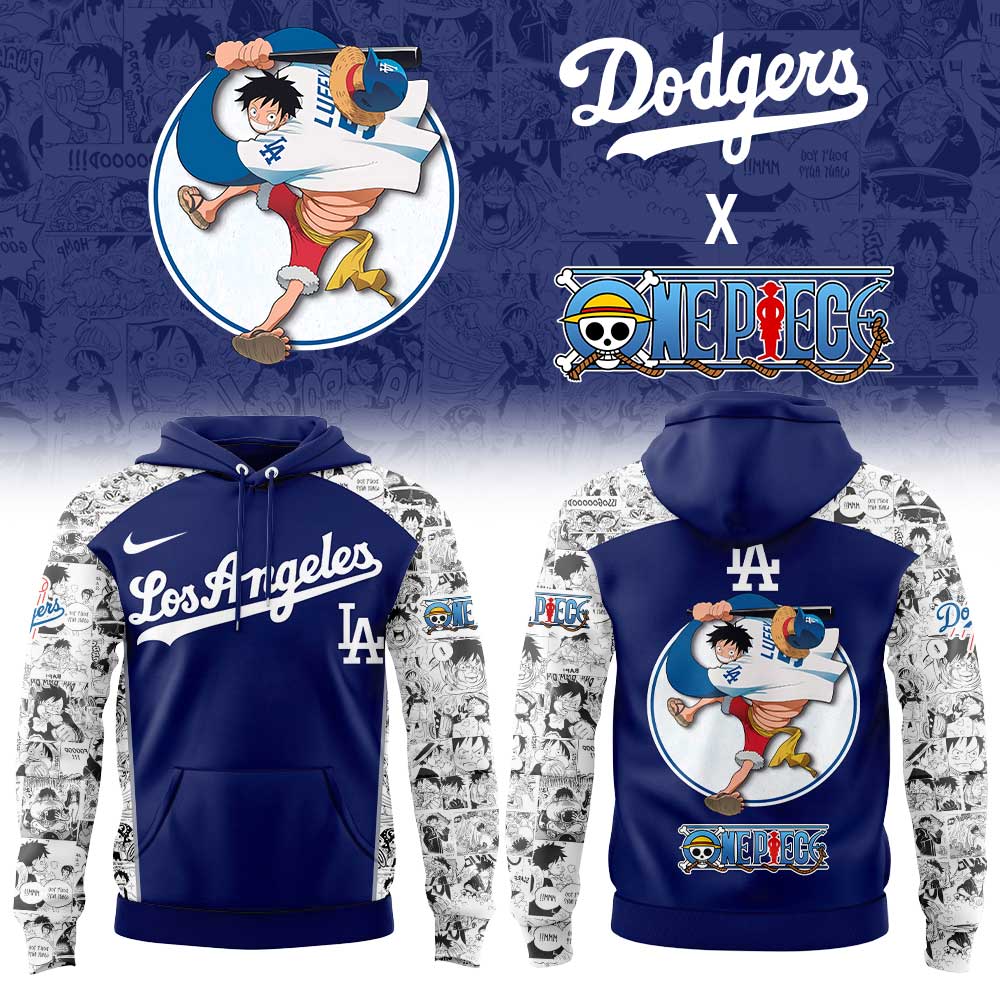. LA Dodgers Straw Hats ONE PIECE Night Limited Hoodie Blue