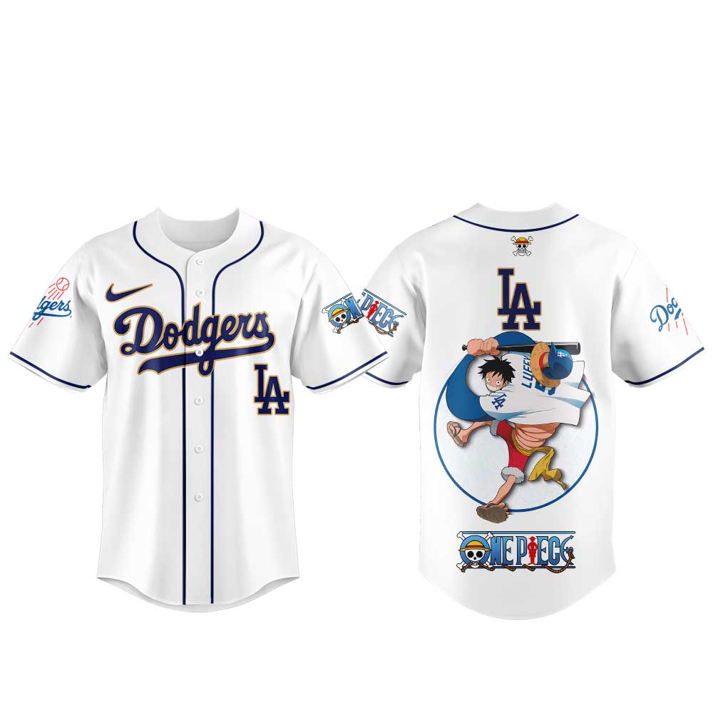 . LA Dodgers Straw Hats ONE PIECE Night Limited Jersey White