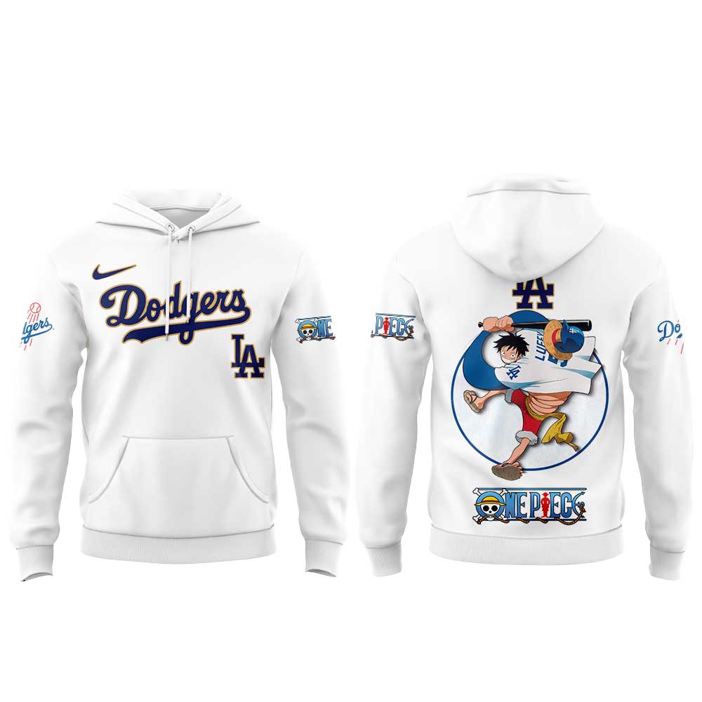 . LA Dodgers Straw Hats ONE PIECE Night Limited Hoodie White