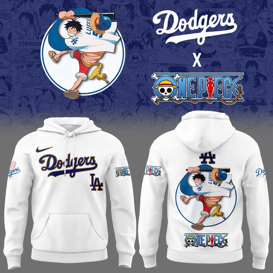 . LA Dodgers Straw Hats ONE PIECE Night Limited Hoodie White
