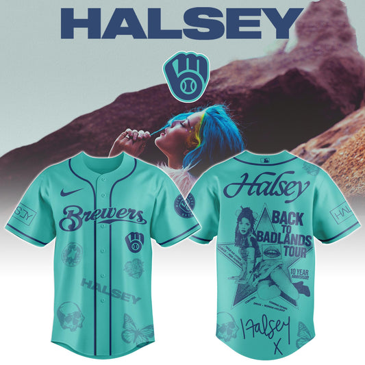 Milwaukee Brewers x Halsey Back to Badlands Tour Jersey Editions Limited +Selling Out Fast