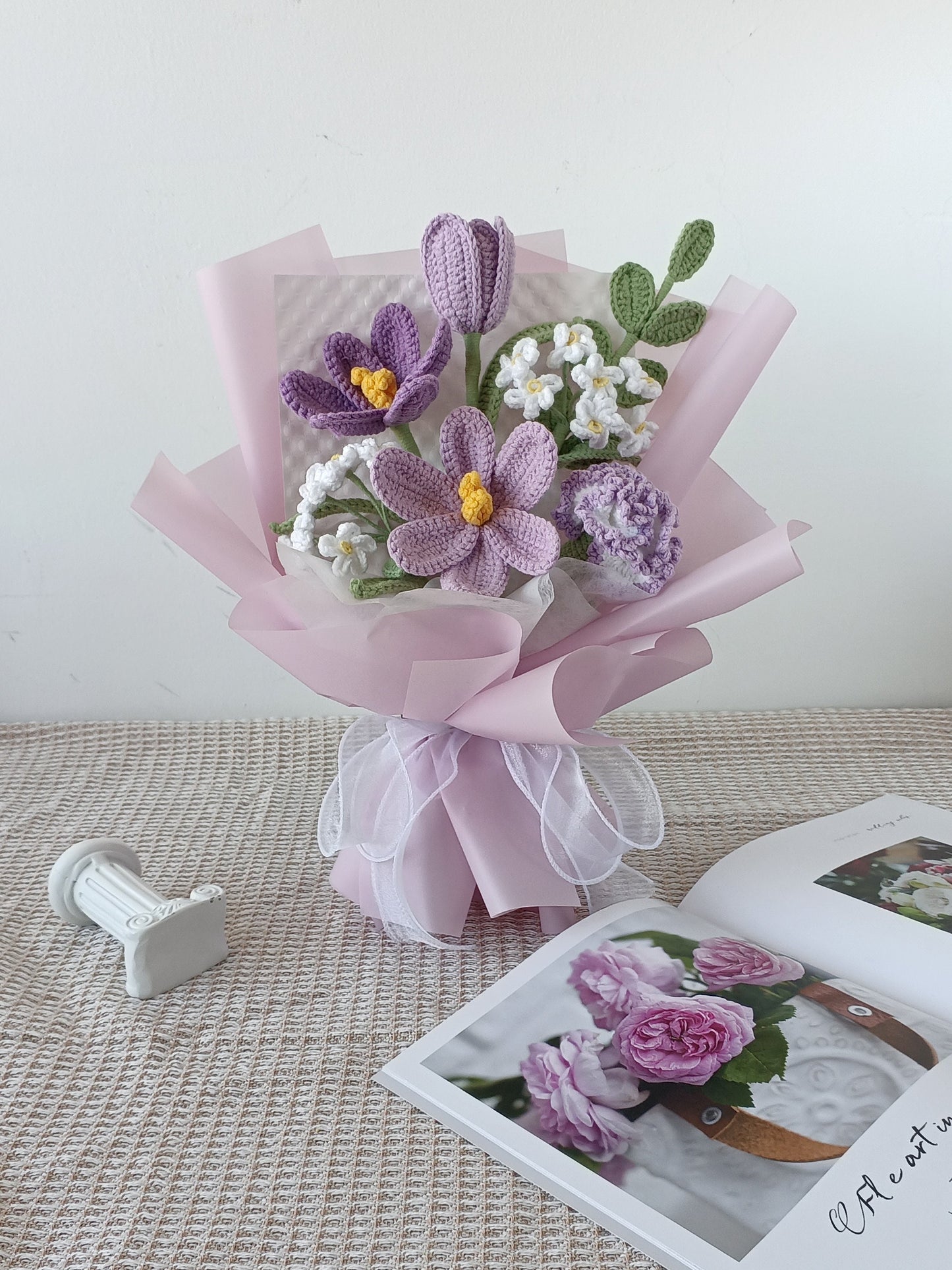 Crochet Flower Bouquet: Handmade Tulip, Rose, Daisy Gift