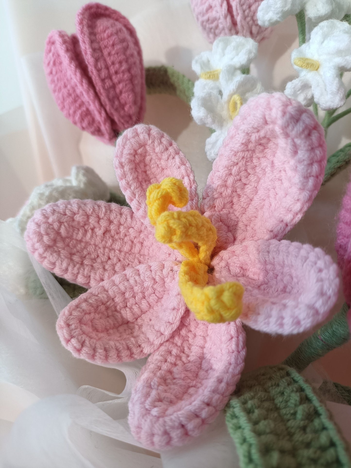 Crochet Flower Bouquet: Handmade Tulip, Rose, Daisy Gift