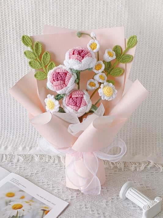 Crochet Flower Bouquet: Handmade Tulip & Rose Gift