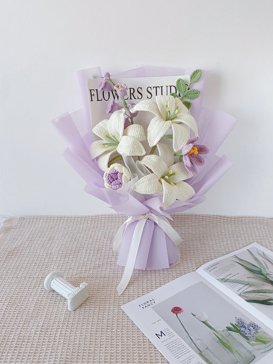 Crochet Lily & Tulip Bouquet: Handmade Everlasting Floral Gift