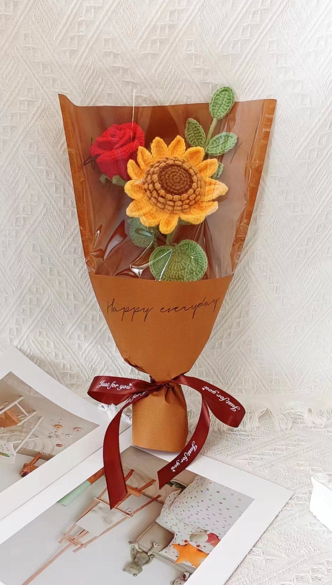 Crochet Sunflower Bouquet: Handmade Everlasting Sunflower Floral Gift