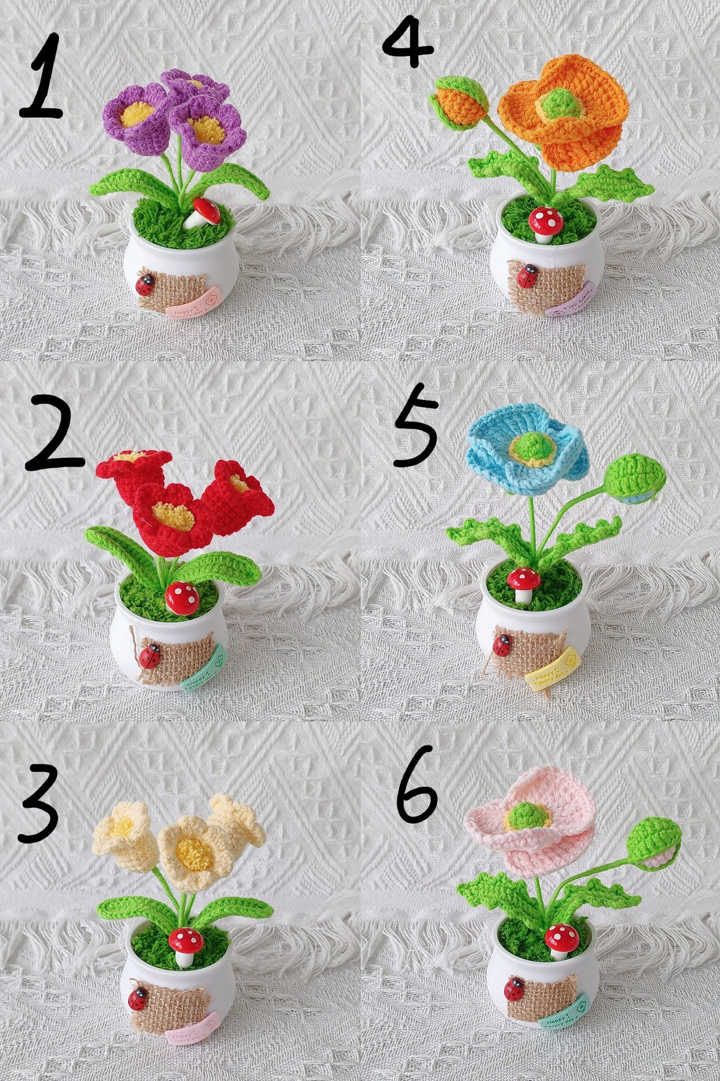 Handmade Crochet Tulips in Pot: Forever Blooming Desk Decor