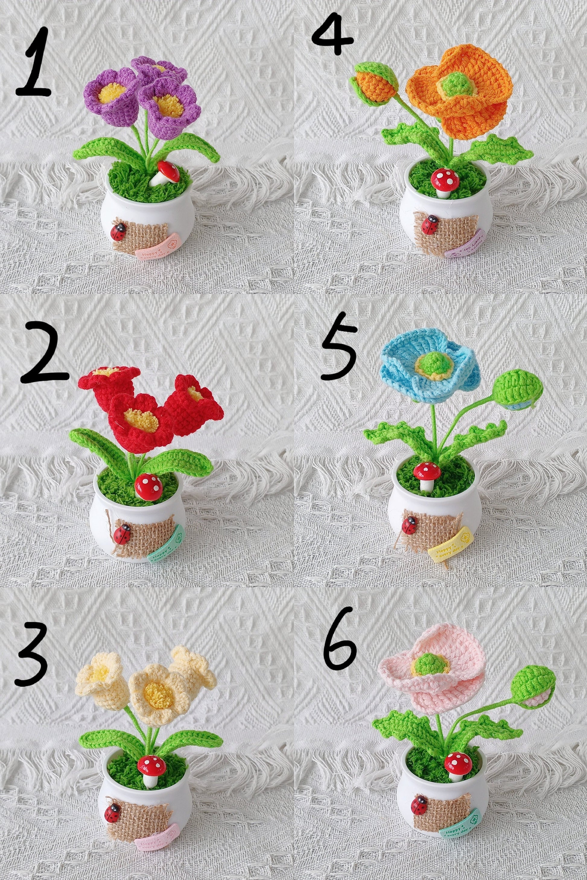 Handmade Crochet Tulips in Pot: Forever Blooming Desk Decor