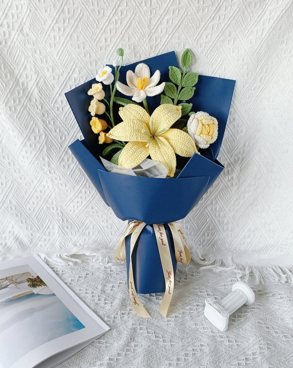 Crochet Flower Bouquet: Handmade Lily, Rose, Daisy - Everlasting Gift