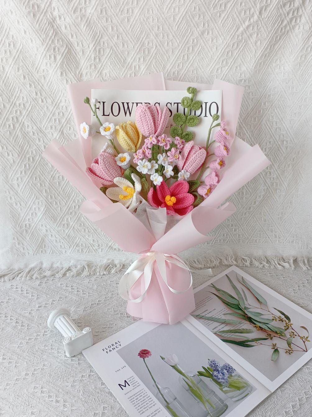 Handmade Crochet Flower Bouquet: Everlasting Tulips & Blooms