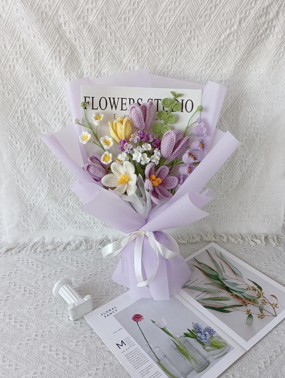 Handmade Crochet Flower Bouquet: Everlasting Tulips & Blooms
