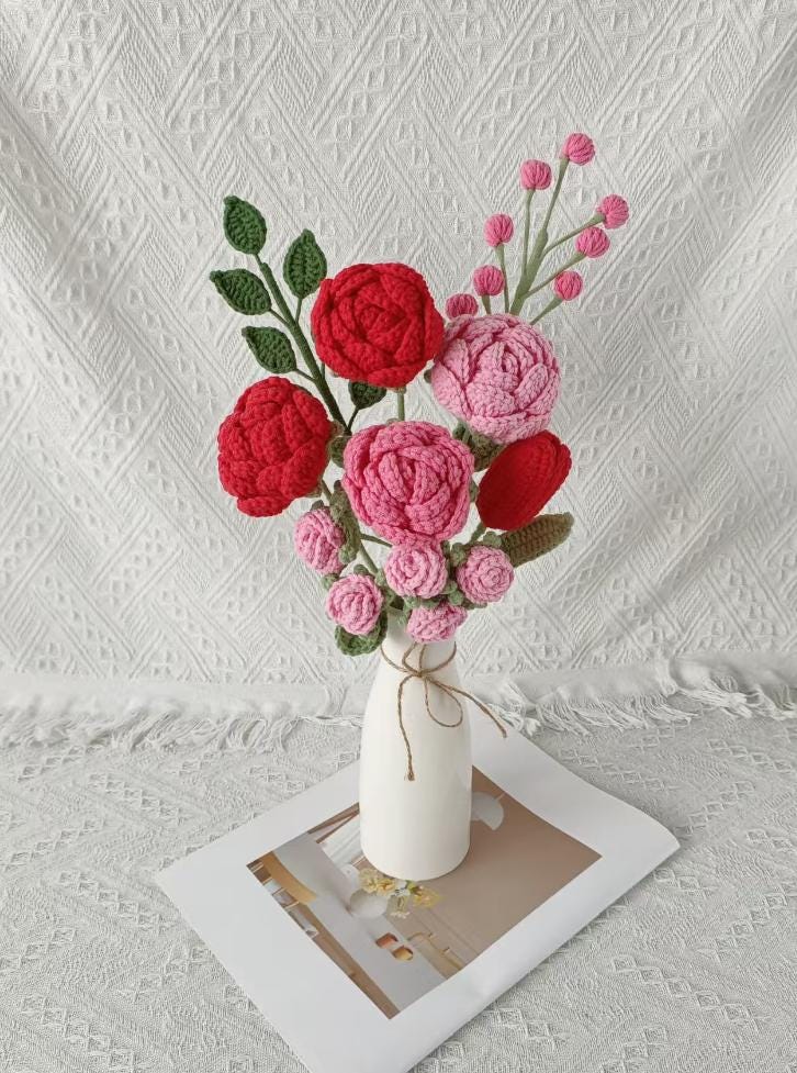 Handmade Crochet Rose Bouquet: Everlasting Floral Gift