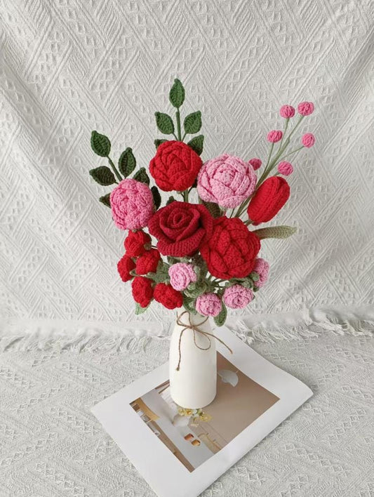 Handmade Crochet Rose Bouquet: Everlasting Floral Gift