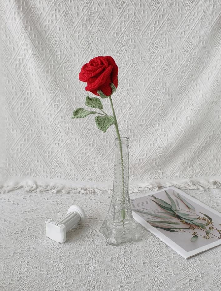 Handmade Crochet Rose, Everlasting Cotton Flower Gift