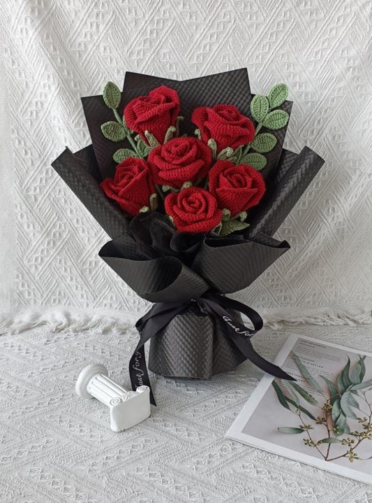 Handmade Crochet Rose Bouquet: Everlasting Valentine's Gift