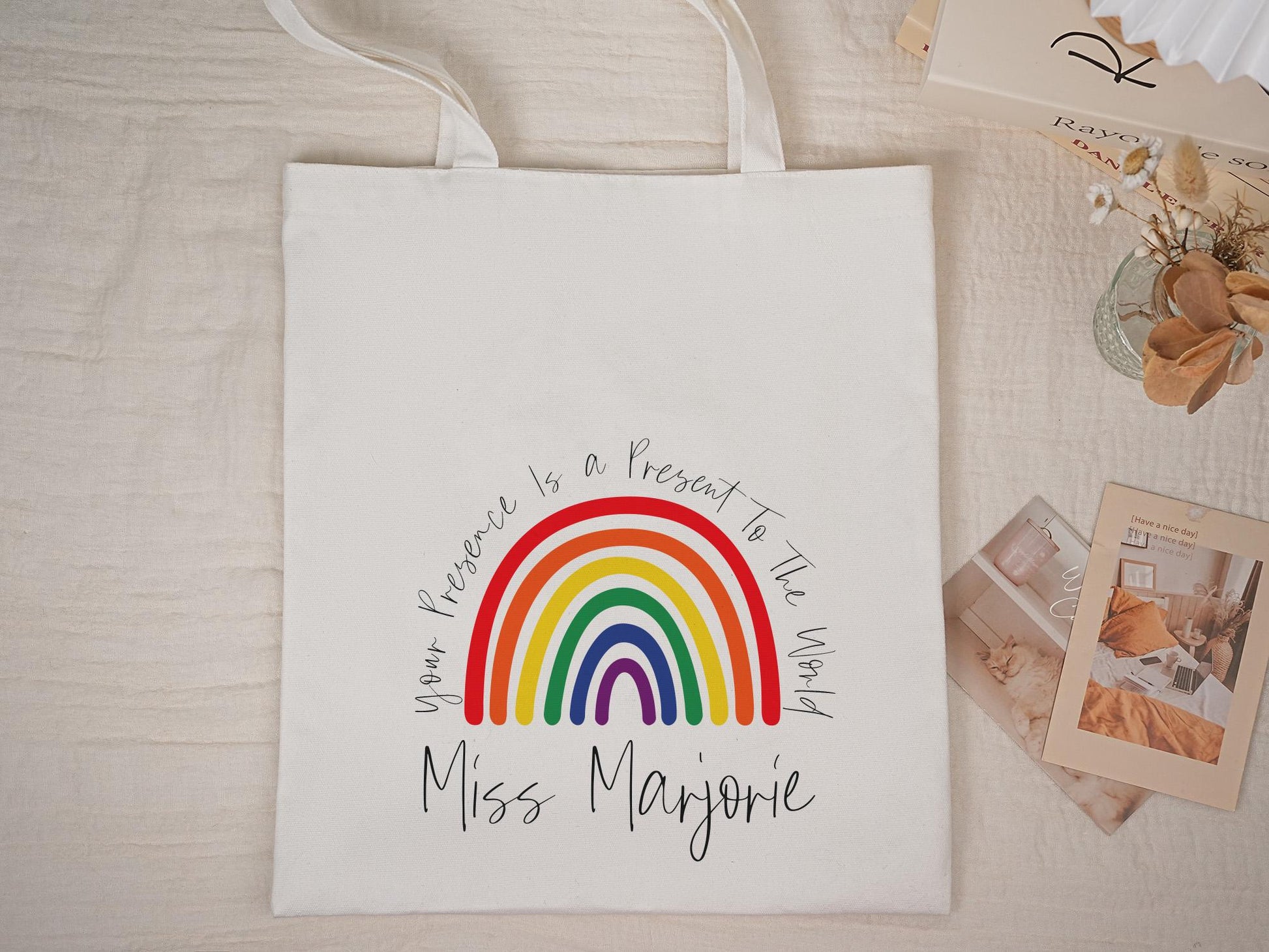 Personalized Teacher Tote Bag with Name, Teacher Appreciation Gifts, Custom Canvas Bag for Educators and School Staff