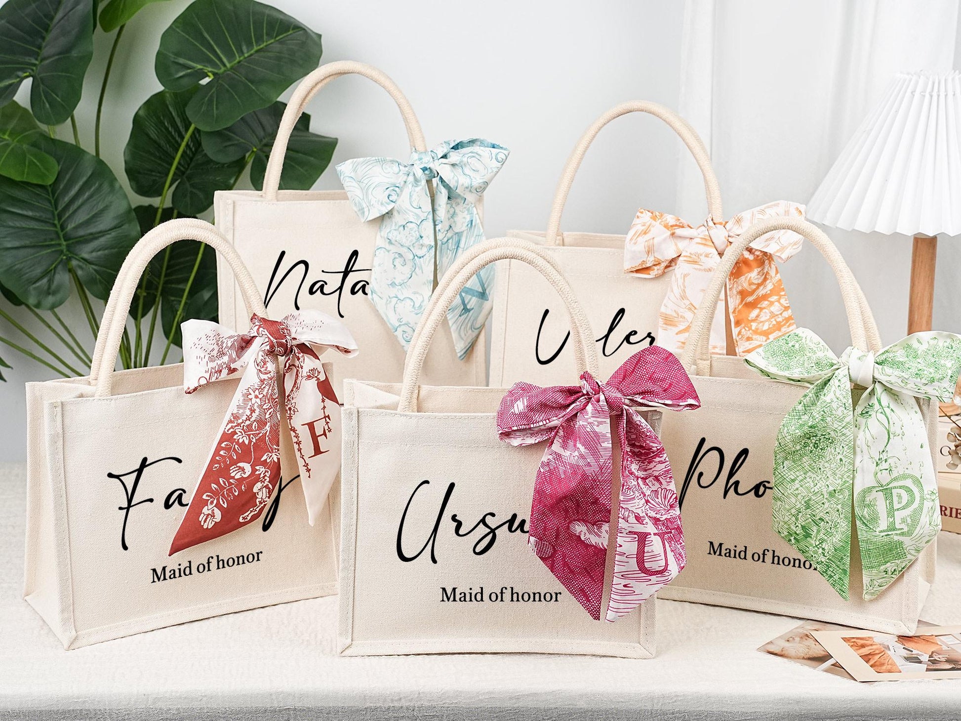 Custom Canvas Handbags, Personalized Bridesmaid Gift Bags, Bachelorette Party Return Gifts, Bridal Shower Gifts, Letter Printed Handbags