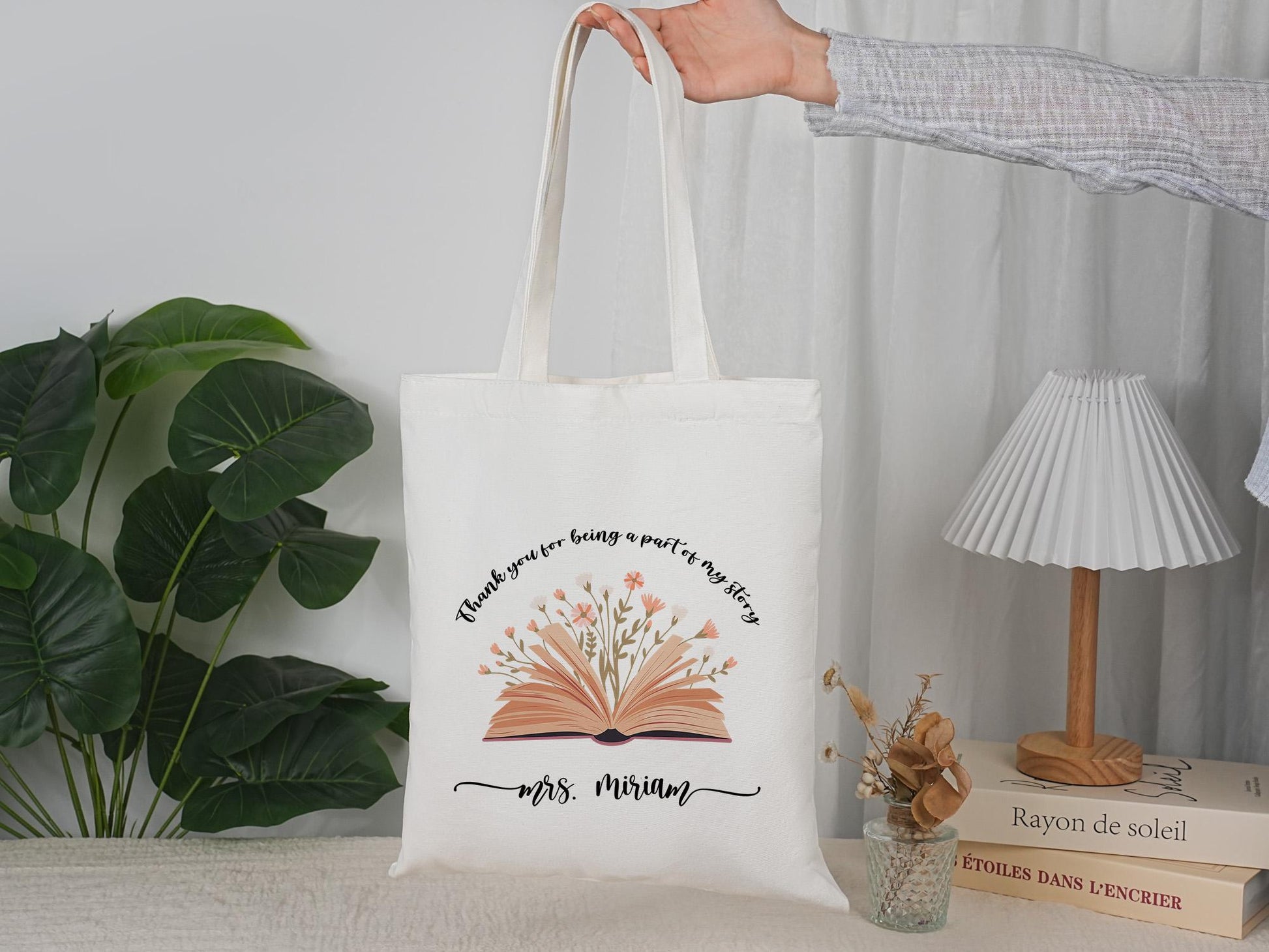 Teacher Appreciation Gift Tote Bag Canvas, Custom Teacher Gift Personalized School Bag, Teacher Tote Reusable Bag School Campus Bag