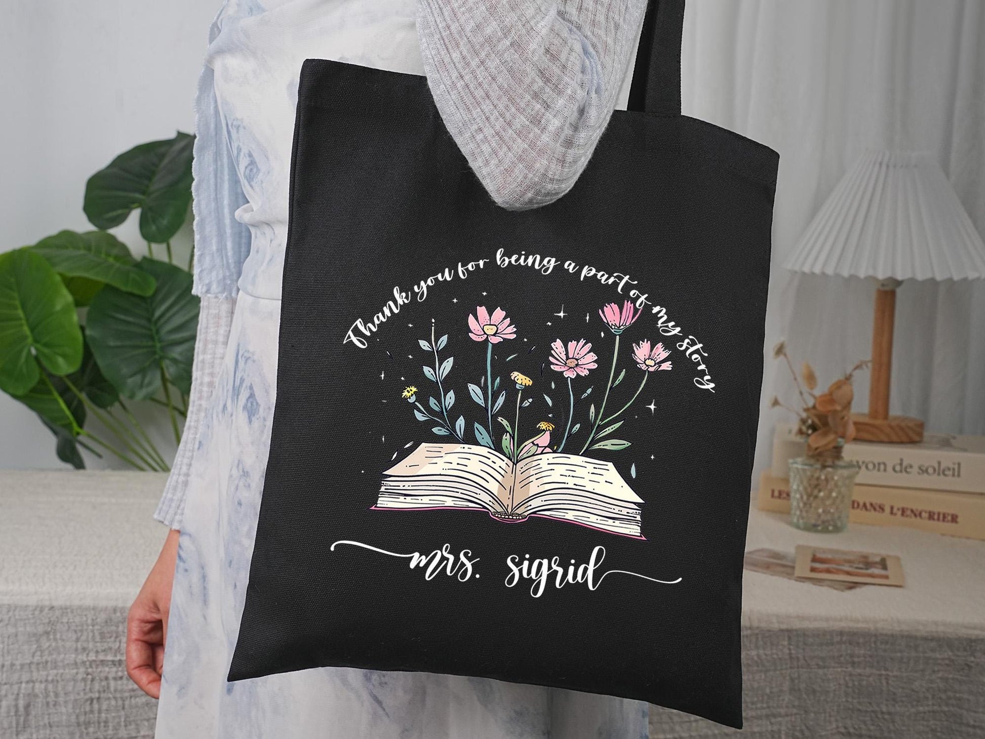 Personalized Tote Bag, Teacher Appreciation Gift Tote Bag Canvas, Tote Bag, Teacher Gift, School Campus Bag, Tote Reusable Bag, Gift for Her