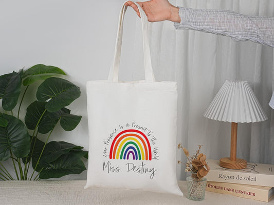 Personalized School Bag for Her/Children, Teacher Name Tote Bag, Teacher Bag, Back to School Gift, Teacher Gift, Tote Bag, Appreciation Gift