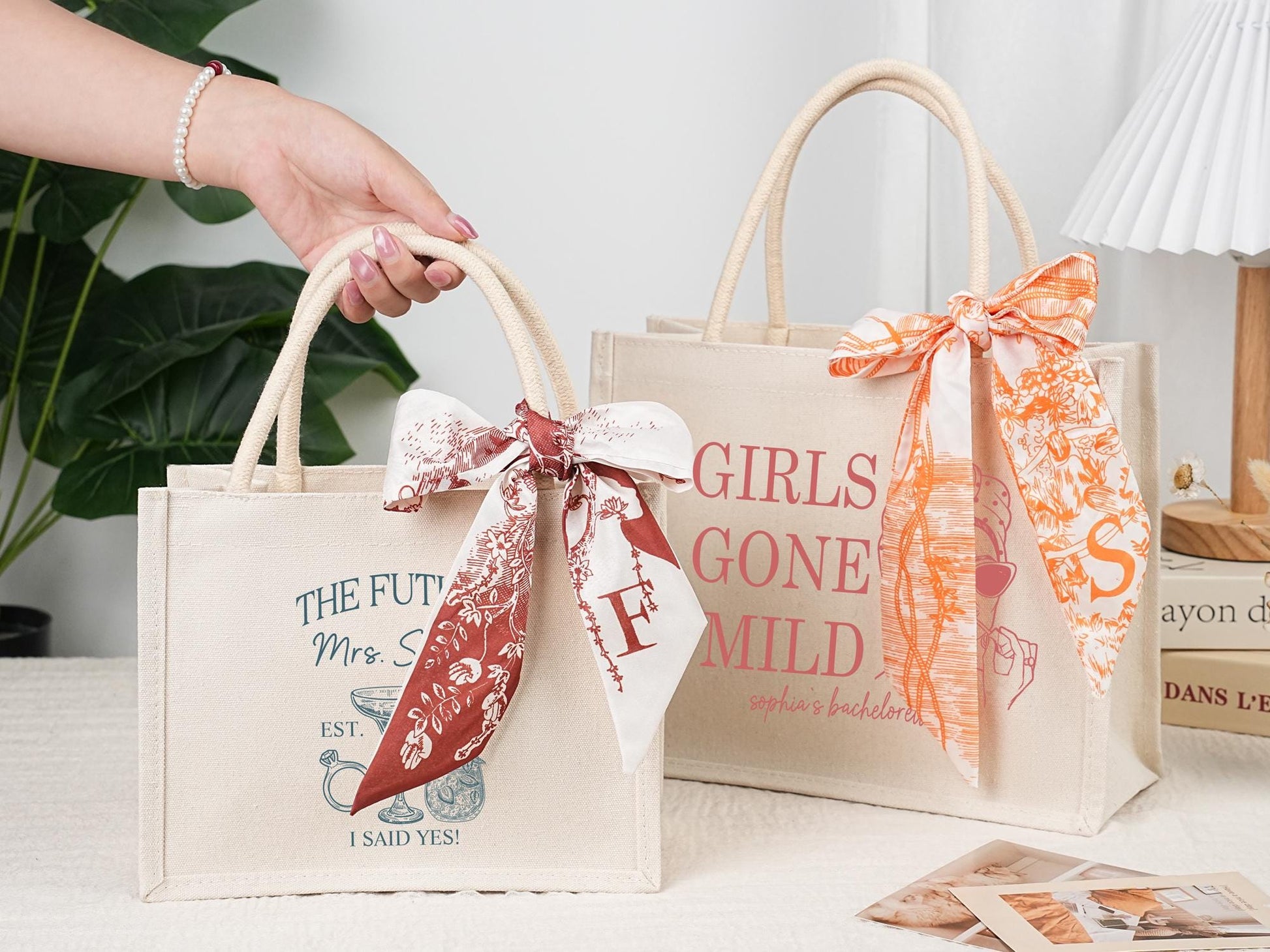 Personalized Bridesmaid Tote Bag, Custom Bridesmaid Gift for Bachelorette Party, Bridal Party Gift, Wedding Party Favors, Canvas Bag