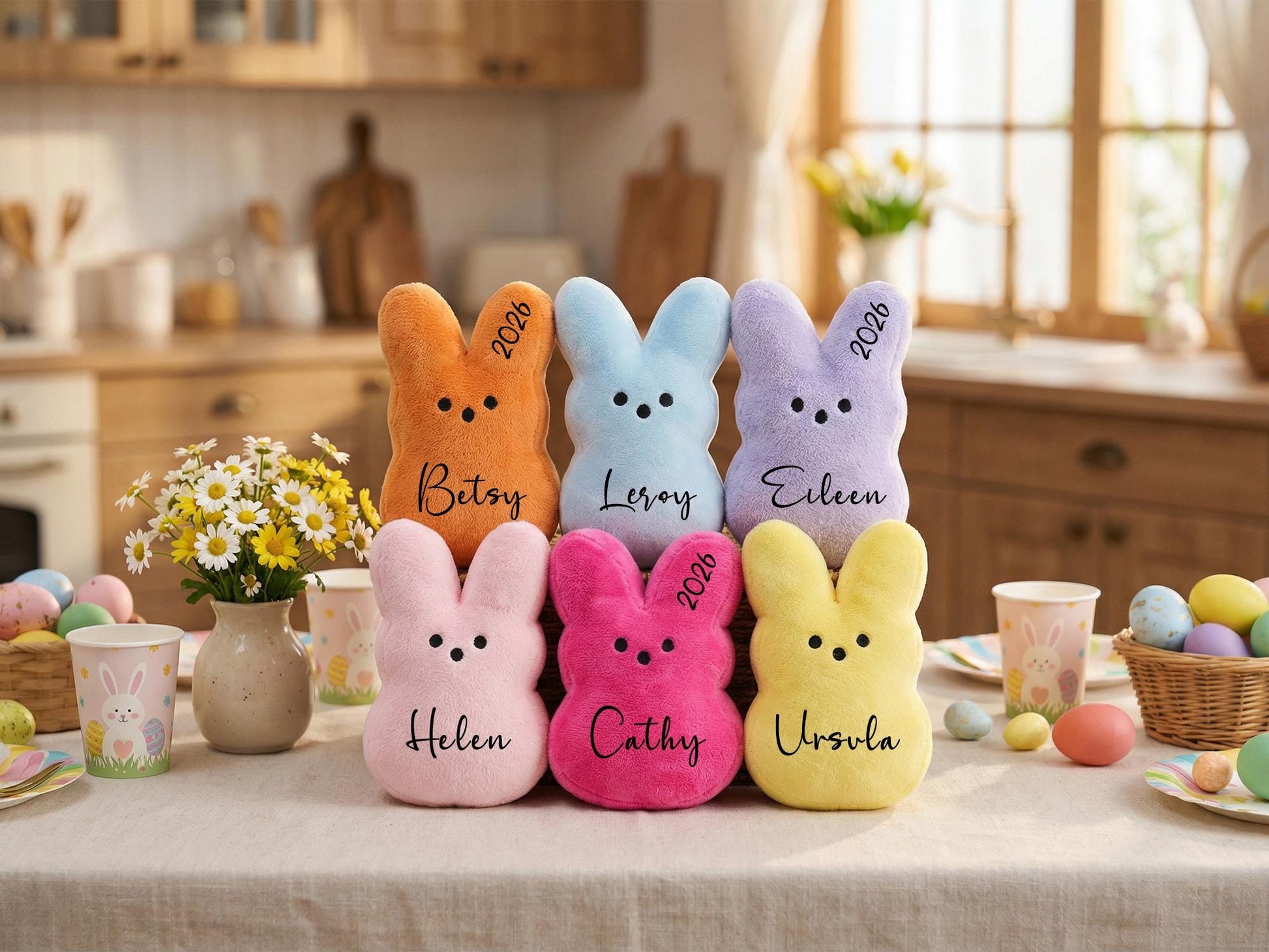 Personalized Easter Bunny Plush Custom Name Peeps Bunny Easter Basket Gift Kids Easter Stuffed Animal Baby First Easter Gift Bunny Toy
