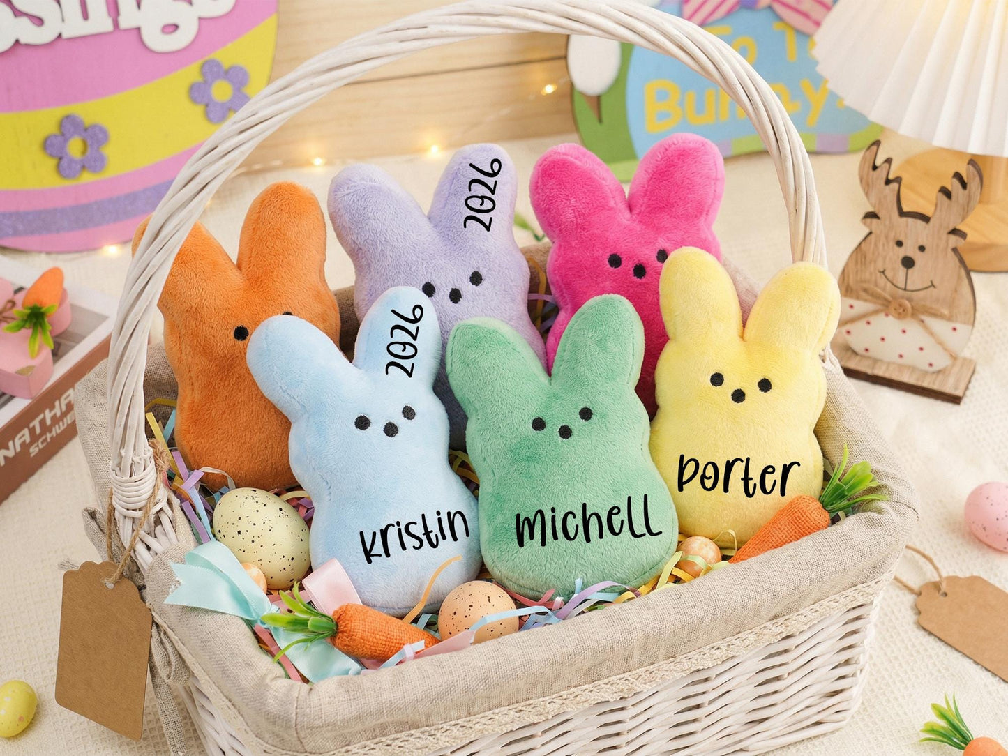 Easter Bunny Plush Personalized Name Bunny Custom Easter Basket Gift Kids Stuffed Animal Baby Easter Keepsake Toy