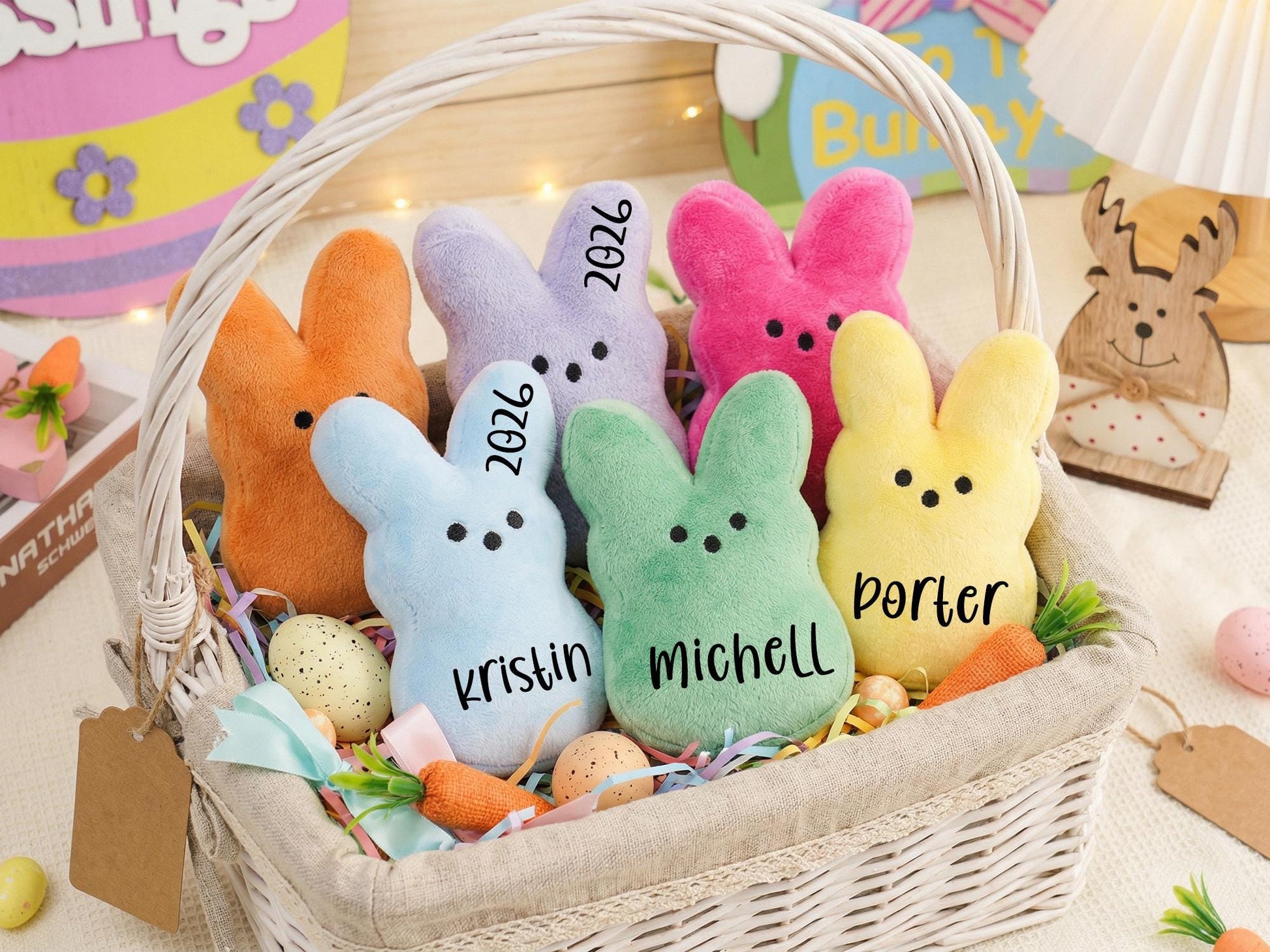 Easter Bunny Plush Personalized Name Bunny Custom Easter Basket Gift Kids Stuffed Animal Baby Easter Keepsake Toy