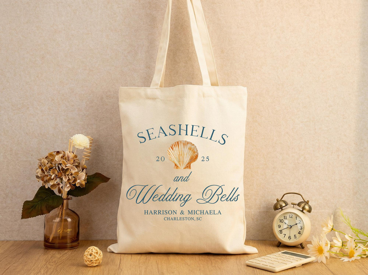 Canvas Tote Bag Personalized For Bridesmaids, Personalized Name Date, Custom Beach Wedding Welcome Bag, Minimalist Cotton Tote