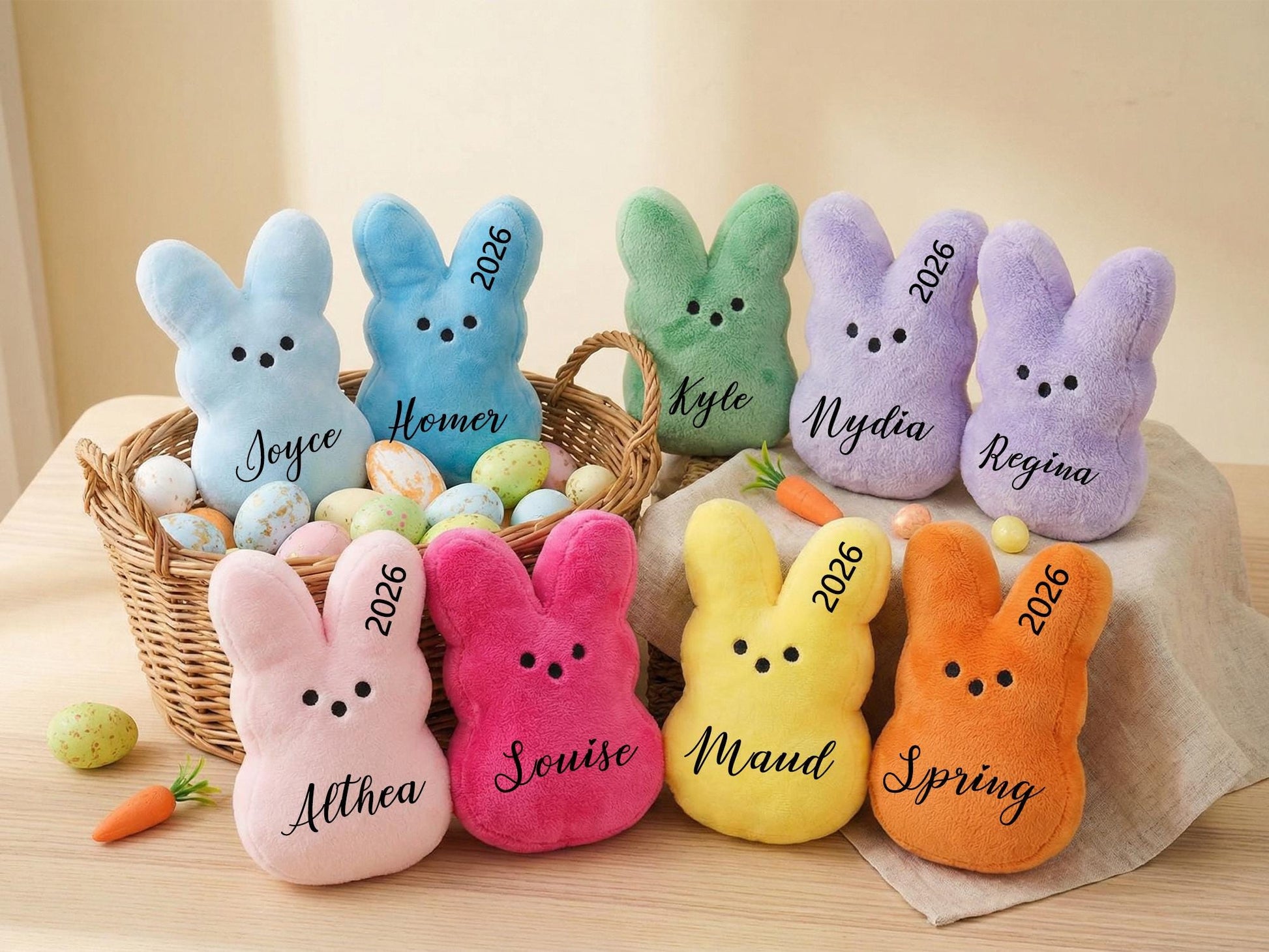 Personalized Easter Bunny Plush Custom Name Bunny Easter Basket Gift for Kids Baby First Easter Stuffed Animal Keepsake Toy