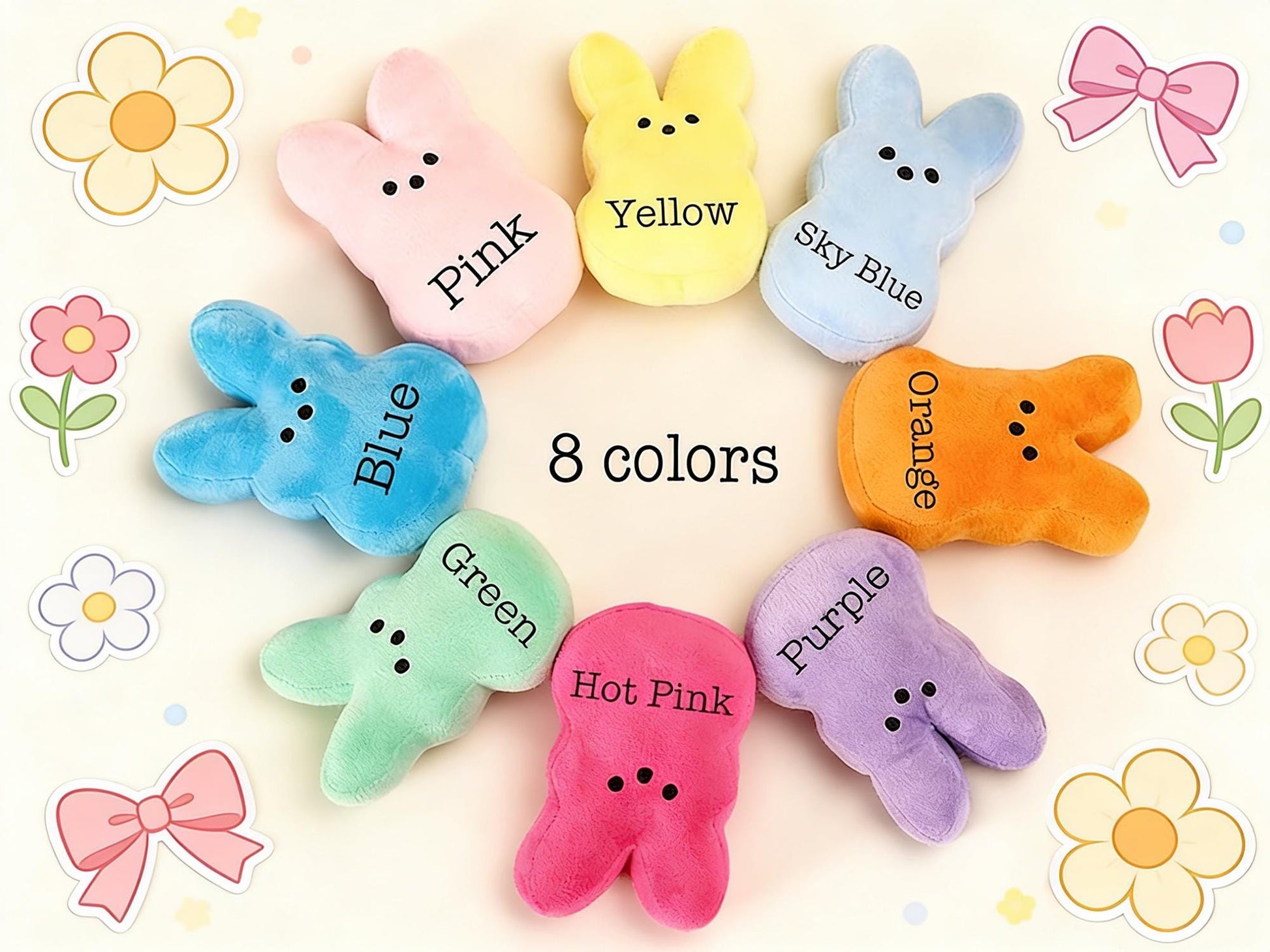 Personalized Peeps Bunny Plush Easter Gift Custom Bunny Stuffed Animal Easter Basket Toy for Kids Baby First Easter Gift