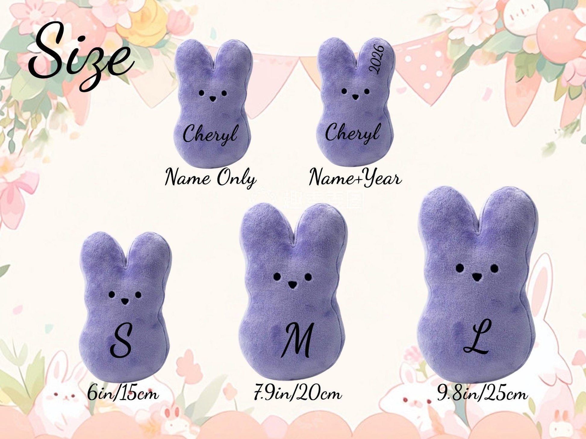 Custom Name Easter Bunny Plush Personalized Peeps Bunny Gift Easter Basket Filler Kids Plush Toy Baby Easter Keepsake