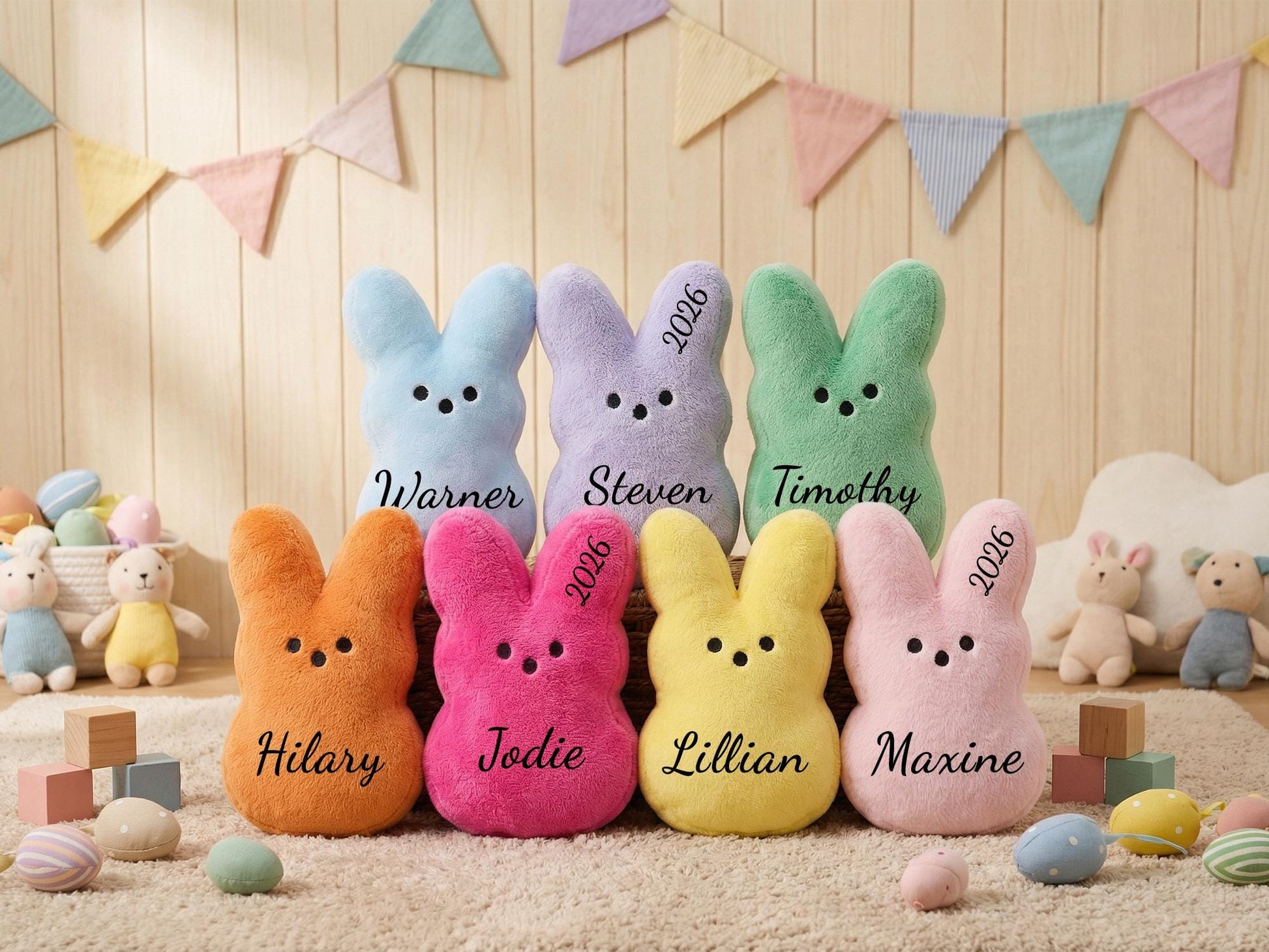 Easter Bunny Plush Personalized Name Bunny Custom Easter Basket Gift Kids Stuffed Animal Baby Easter Keepsake Toy