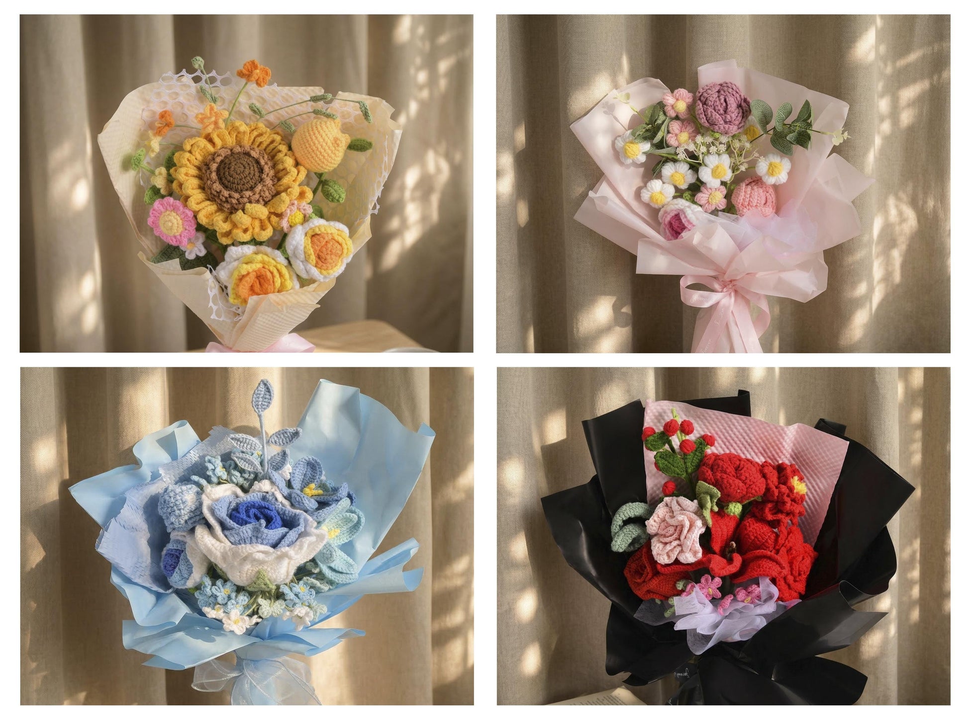 Knitted Flower Bouquet Gift For Her, Handmade Crochet Rose Arrangement, Mothers Day Gift For Mom, Teacher Appreciation, Birthday Decor