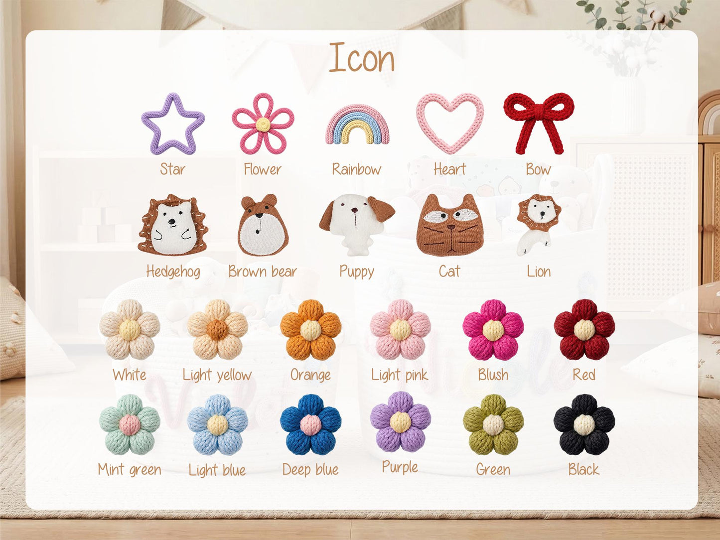 Personalized Basket for Kids, Custom Name Toy Basket, Handmade Cotton Nursery Storage Bin, Baby Shower Gift, Room Decor