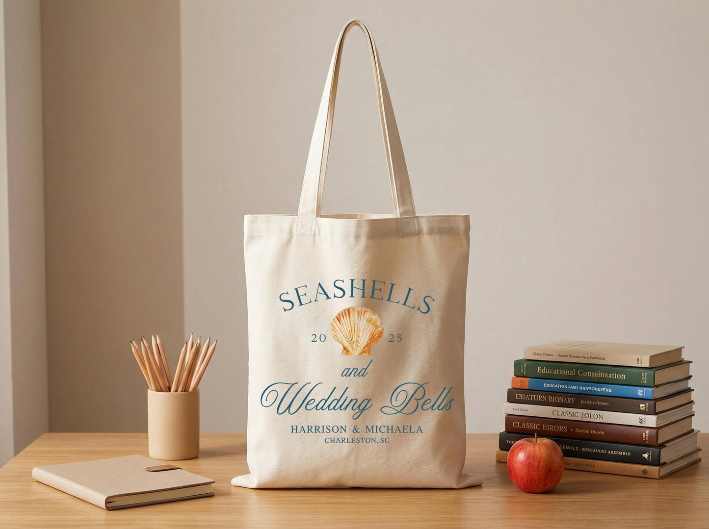 Canvas Tote Bag Personalized For Bridesmaids, Personalized Name Date, Custom Beach Wedding Welcome Bag, Minimalist Cotton Tote