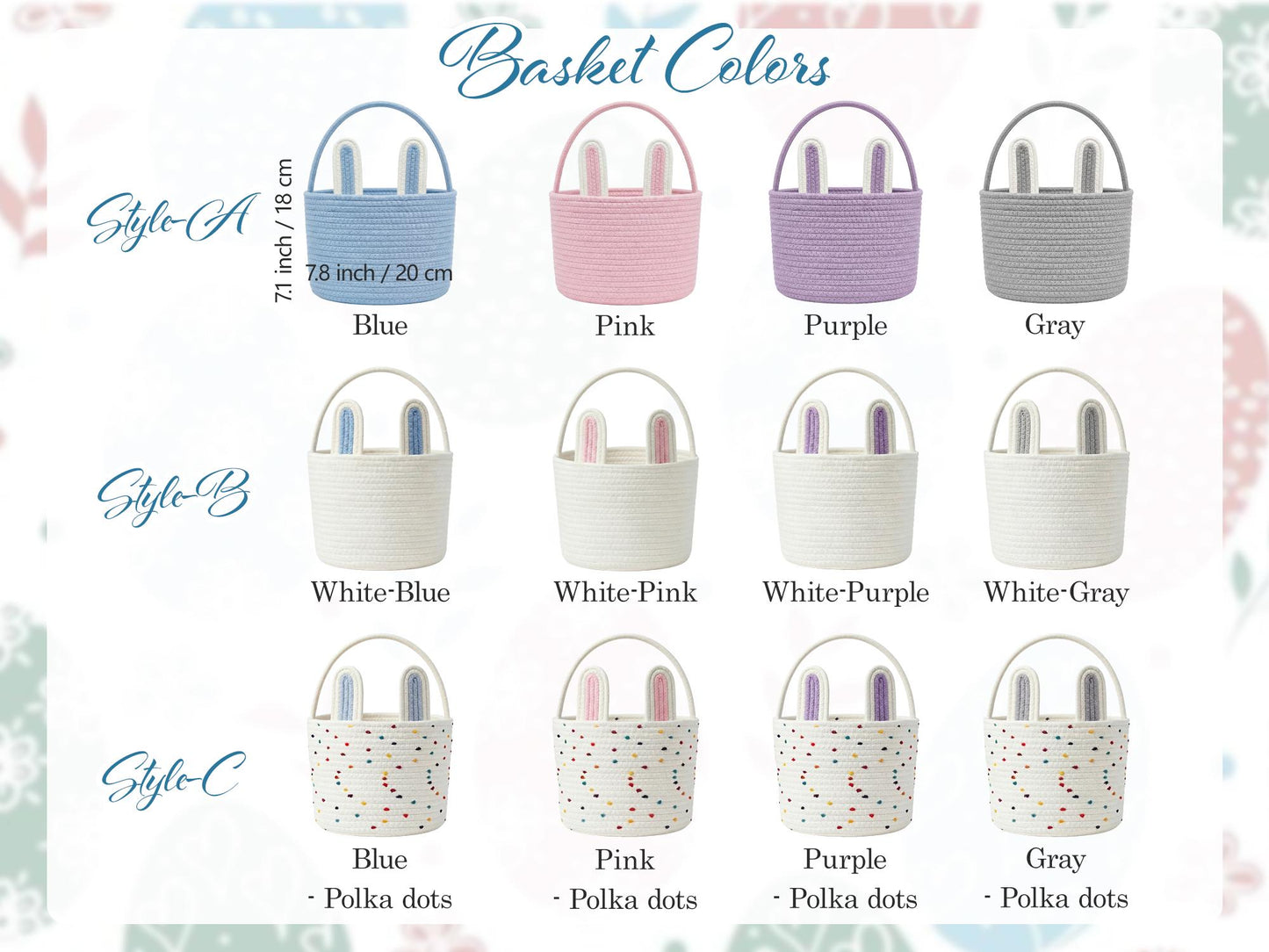 Custom Easter Basket With Name, Handmade Bunny Cotton Rope Bucket, Kids Egg Hunt Treat Holder, Baby First Easter Gift