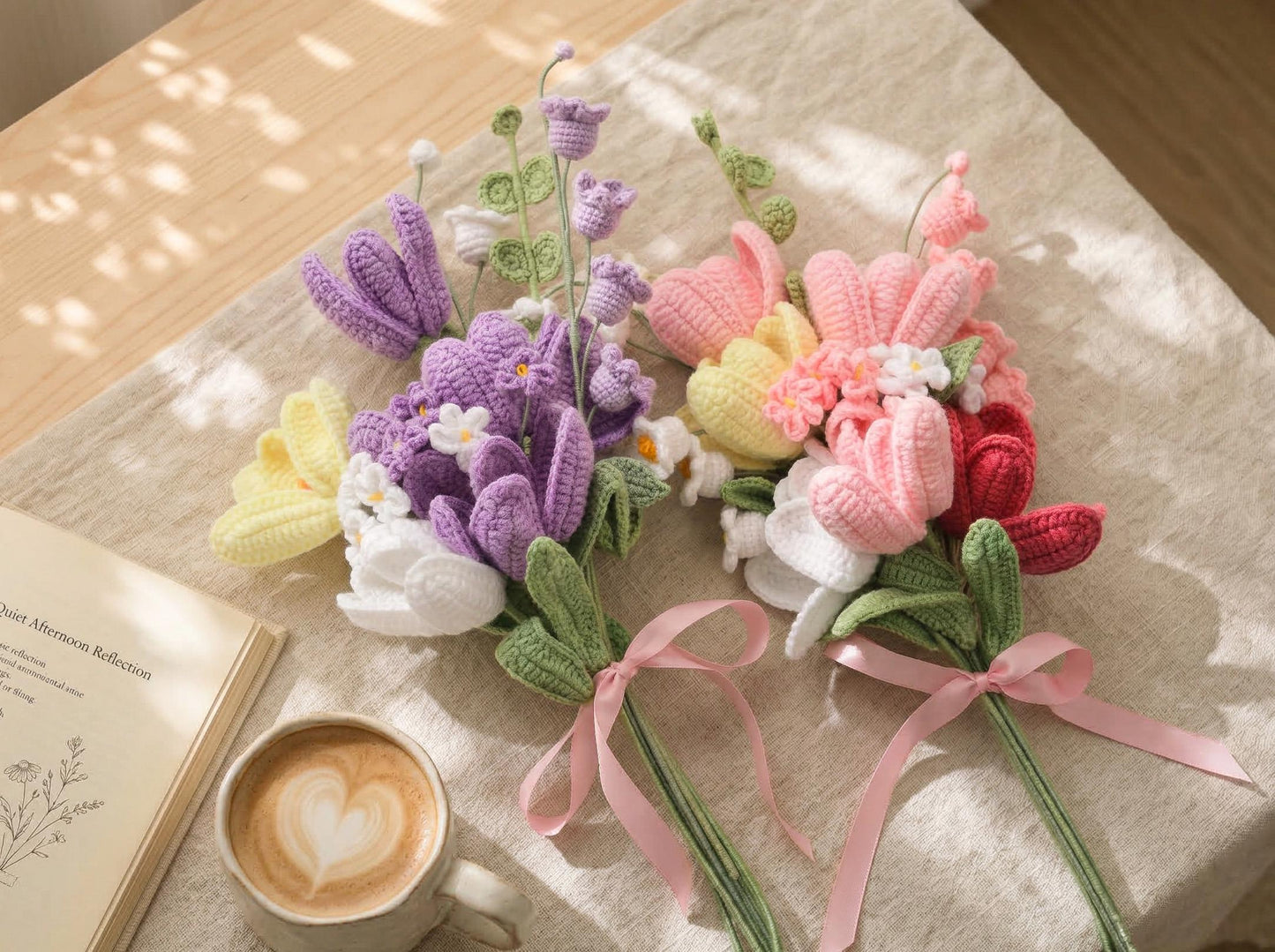 Crochet Tulip Bouquet, Handmade Forever Flower Gift for Her,Pink Knitted Floral Arrangement, Birthday Gift, Mothers Day Gift,Graduation Gift