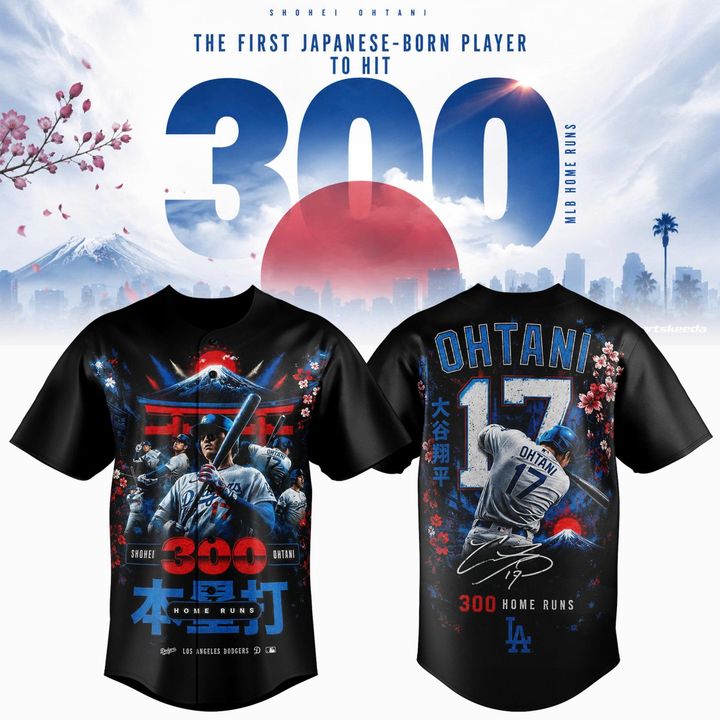 Shohei Ohtani 300 Career Home Runs Japanese Heritage Limited Edition Baseball Jersey