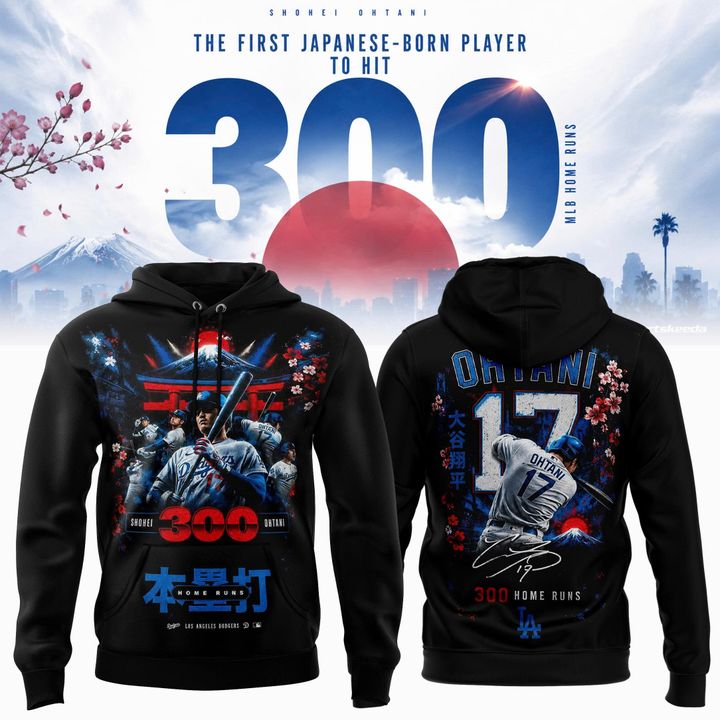 Shohei Ohtani 300 Career Home Runs Japanese Heritage Limited Edition Baseball Hoodie