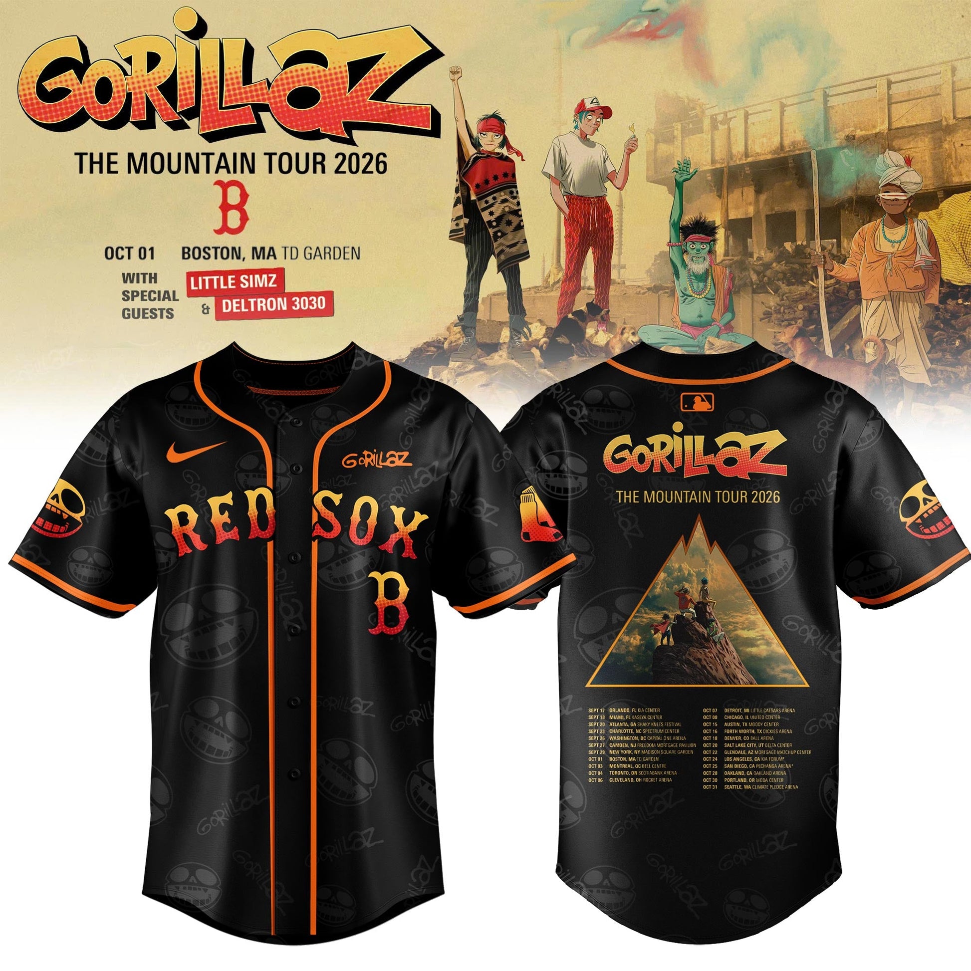 Boston Red Sox x Gorillaz ‘The Mountain Tour 2026’ Limited Edition Jersey