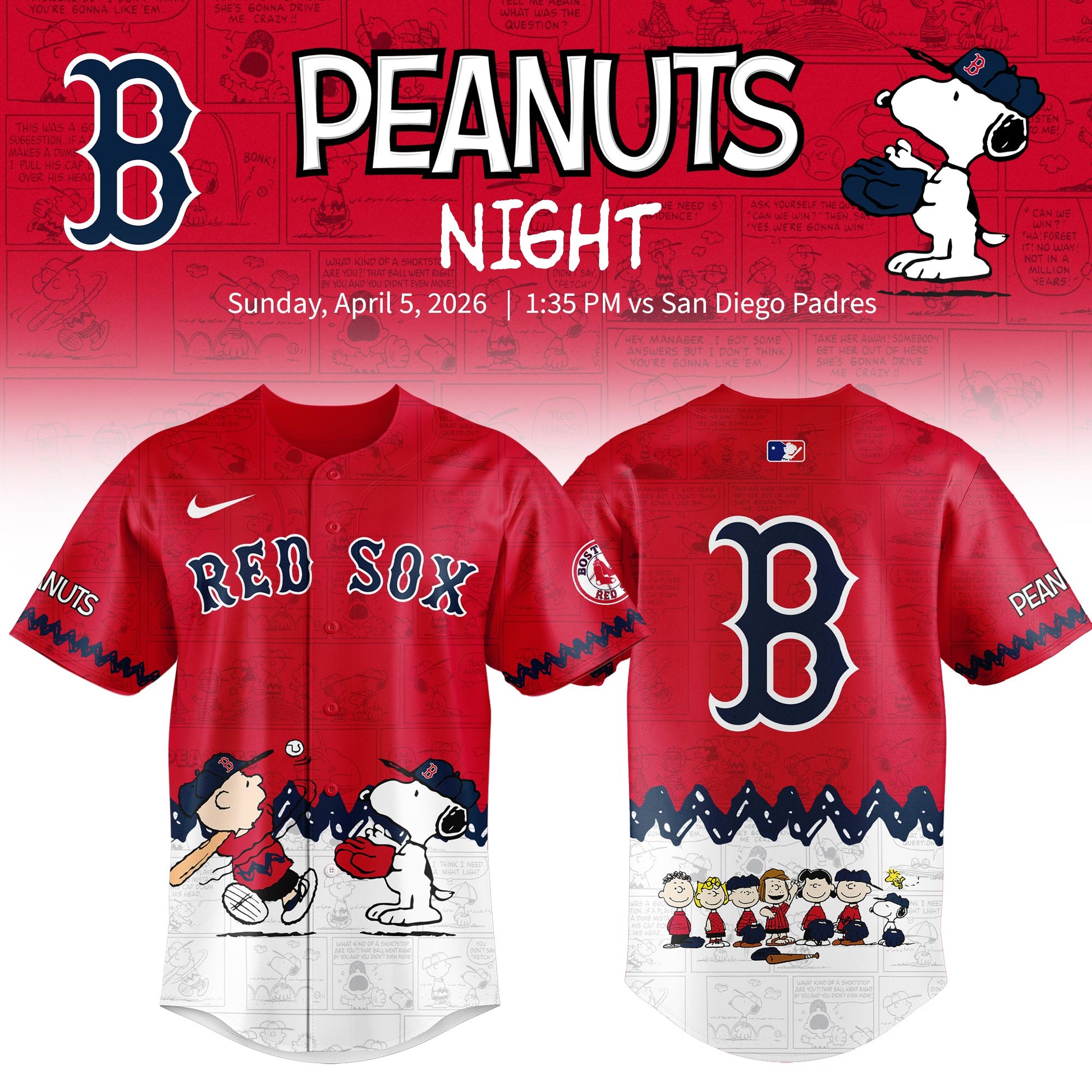 Boston Red Sox x Peanuts Night 2026 Limited Edition Jersey